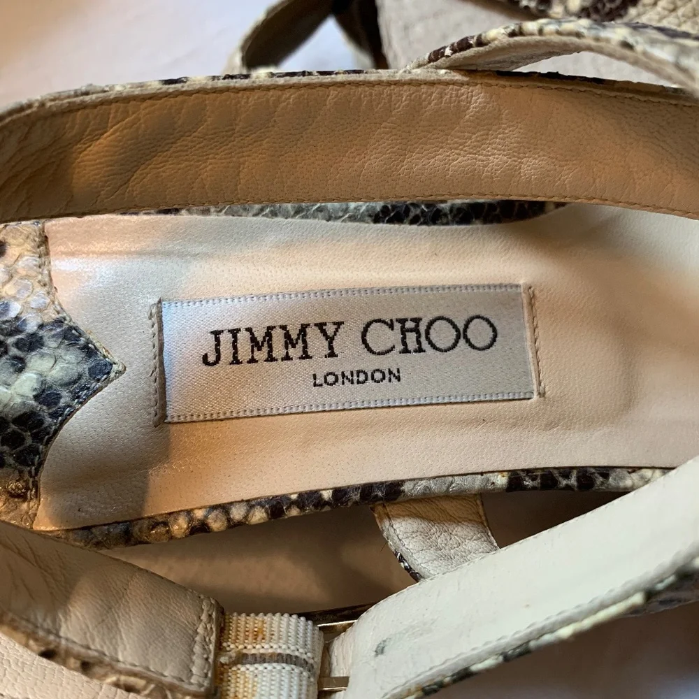 Jimmy Choo 'Connor' snakeskin wedge sandals